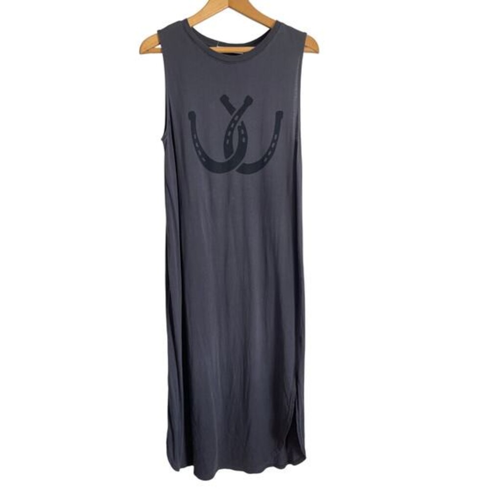 Project Social T Double Horseshoes Tank Dress gray maxi solid country S